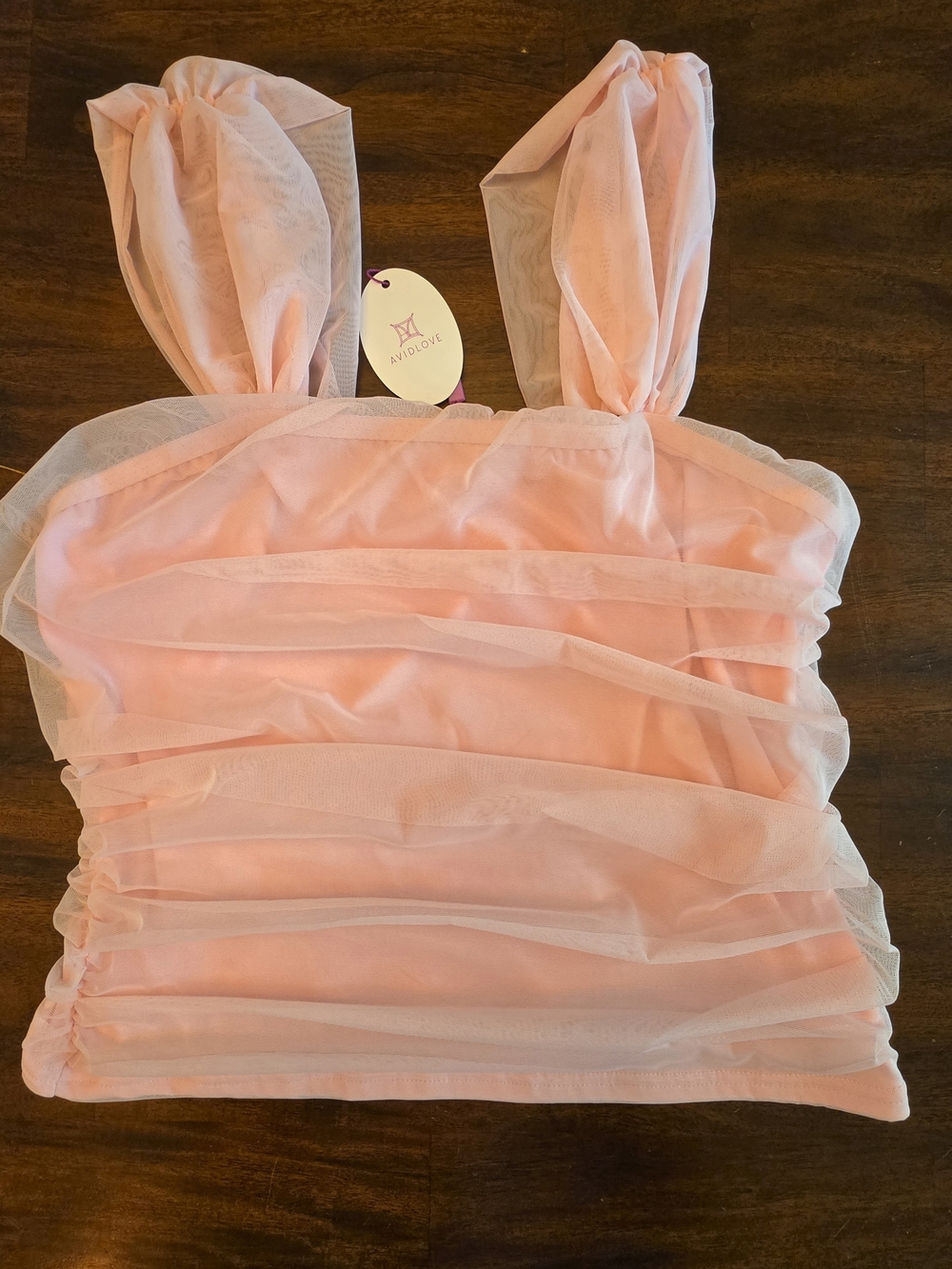 Avidlove Pink Ruched Mesh Crop Top - Romantic Coquette Tank